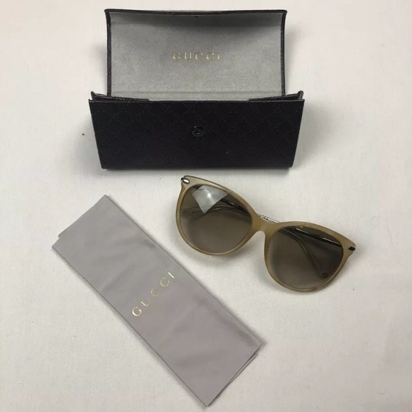 Gucci Bamboo Arm Sunglasses Beige Cat Eye